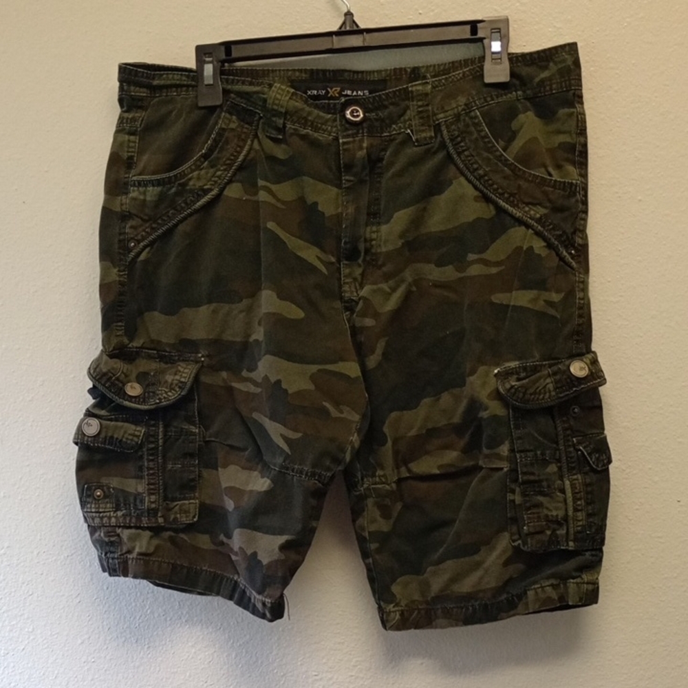 XRay Jeans Camouflage Cargo Utility  Vintage Y2K Shorts Baggie Cotton Size 34